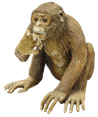 Lot 287 - A studio pottery of a Chimpanzee, modelled...