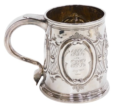 Lot 383 - A George III silver tankard, with later...