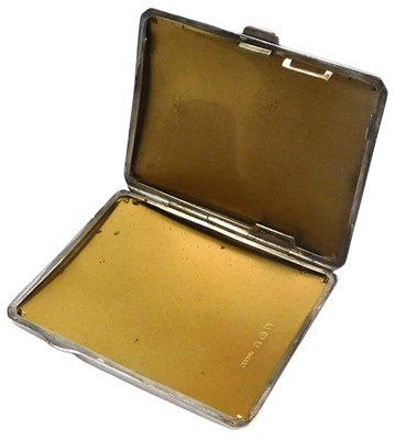 Lot 373 - A George VI silver cigarette case, with engine...