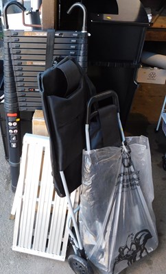 Lot 1139 - A folding ladder, together with a Stanley...