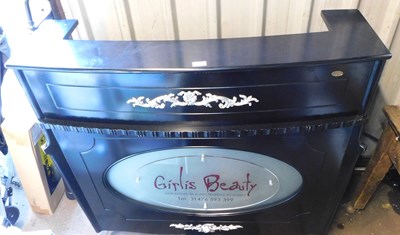 Lot 1140 - A shop counter, sign written for Girlis Beauty...