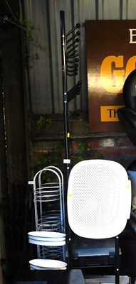 Lot 1141 - A metal coat and shoe rack, together with...