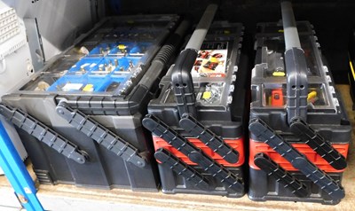 Lot 1153 - Two Keter cantilever trio tool organisers,...