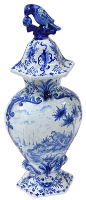Lot 362 - A 19thC Delftware blue and white vase and...