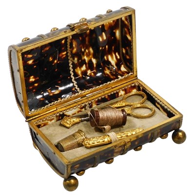 Lot 366 - A 19thC tortoiseshell and brass bound...