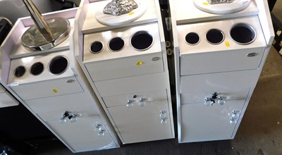Lot 1192 - Three DIR white gloss beautician's cabinets,...