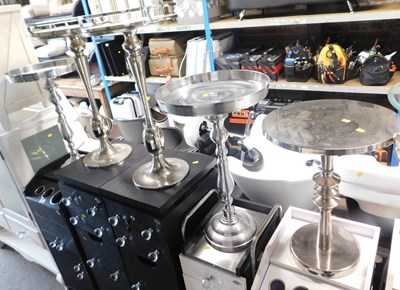 Lot 1193 - Five metal circular topped side tables,...