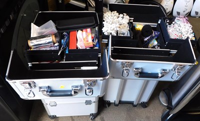 Lot 1200 - Two beautician's portable trollies, containing...