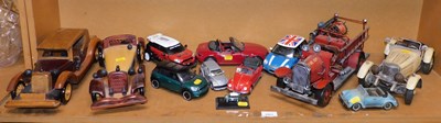 Lot 2023 - Various model cars, to include two wooden...