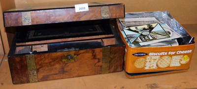 Lot 2059 - A 19thC mahogany and brass bound writing slope,...