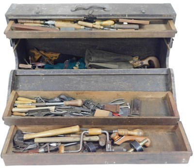 Lot 436 - A carpenter's tool chest, containing planes,...