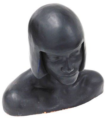 Lot 441 - A 20thC black painted terracotta bust of a...