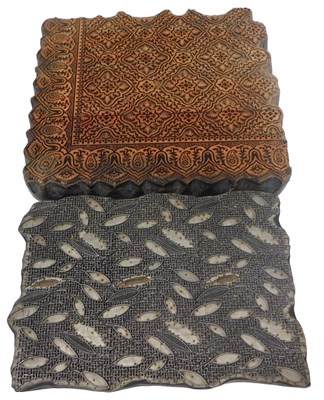 Lot 450 - Two wooden printing blocks, possibly for...