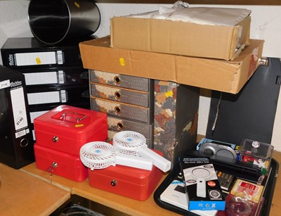 Lot 2130 - Office related items, to include three red...
