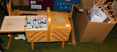 Lot 2170 - A cantilever sewing box, with contents to...