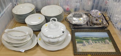 Lot 2191 - A pale brown glazed part dinner service,...