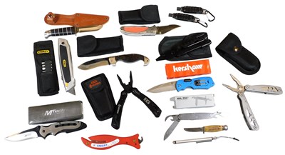 Lot 506 - Assorted pocket tools, including Mtech USA,...