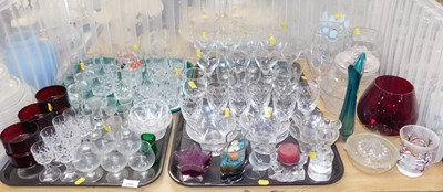 Lot 2196 - Glassware, to include drinking glasses, vases,...