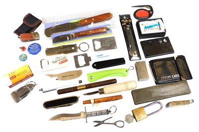 Lot 509 - Assorted knives, and other tools, a sharpening...