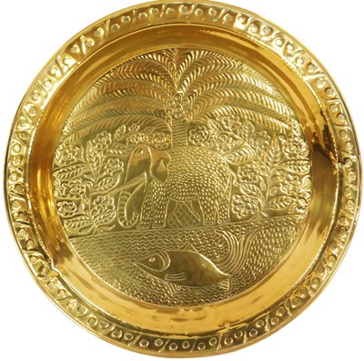 Lot 511 - An early 20thC Indian brass charger, embossed...