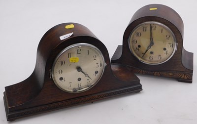 Lot 2224 - An oak cased Napoleon hat mantel clock, the...