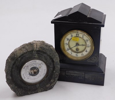 Lot 2225 - A Victorian black slate mantel clock, the...