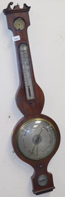 Lot 2249 - A mahogany banjo wall barometer, with circular...
