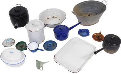 Lot 533 - A group of 20th vintage enamel wares,...