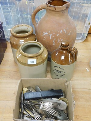 Lot 2284 - Two stoneware jars, together with Perry...