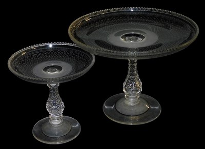 Lot 547 - A pair of Victorian cut glass graduated tazza,...