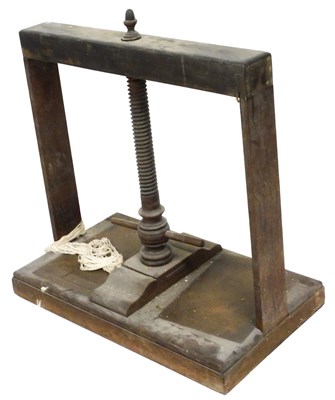 Lot 586 - A Victorian oak book press, 68cm high, 69cm...