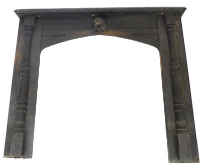 Lot 592 - A Victorian oak fire surround, with turned and...