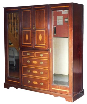 Lot 599 - An Edwardian mahogany compactum wardrobe, with...