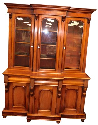 Lot 610 - A Victorian mahogany breakfront cupboard...
