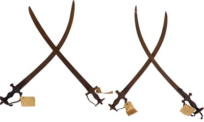 Lot 564 - Three Indian sabres, with iron grips and...