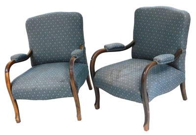 Lot 628 - A pair of early 20thC mahogany armchairs, with...