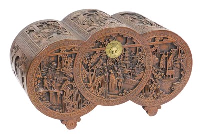 Lot 631 - An early 20thC Chinese camphor wood chest, of...