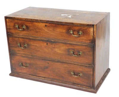 Lot 678 - A Georgian mahogany and oak chest, of three...
