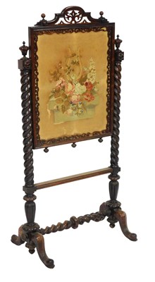 Lot 660 - A Victorian rosewood fire screen, with a...