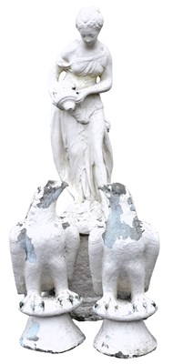 Lot 734 - A pair of cream and grey painted concrete...