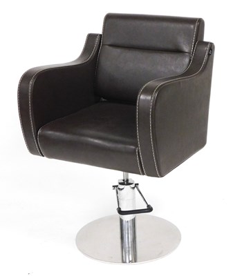 Lot 703 - A DIR brown leatherette barber's chair, with...