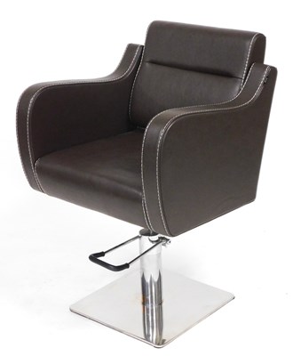 Lot 704 - A DIR brown leatherette barber's chair, with...