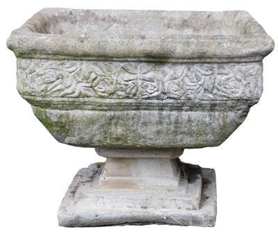 Lot 741 - A concrete garden urn, of square form,...