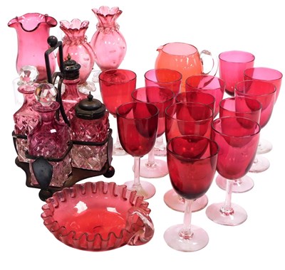 Lot 149 - A group of Victorian and later cranberry glass,...