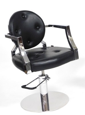 Lot 709 - A DIR black leatherette and white metal barber'...