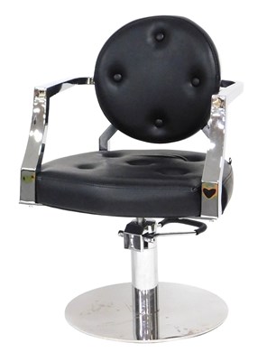Lot 710 - A DIR black leatherette and white metal barber'...