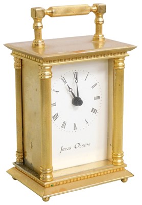Lot 150 - A Jens Olsen brass cased carriage clock, the...