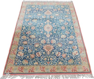 Lot 762 - A Belgian Kadjar blue ground rug, decorated...