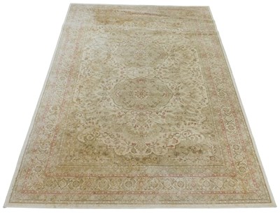 Lot 763 - A Belgian Royal Kashan Usha rug, cream ground,...