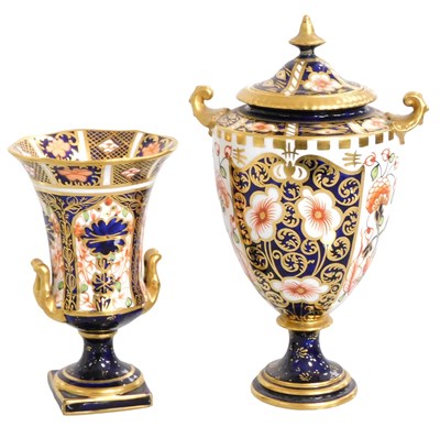 Lot 168 - A Royal Crown Derby Imari porcelain twin...